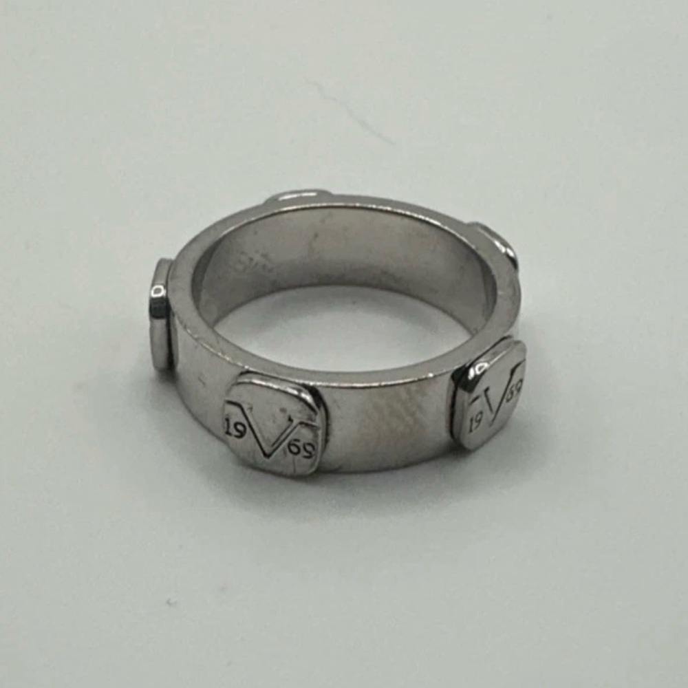 Sterling Silver 925 Ring V Logo 1969 Size 8 Garavani Delmar Wide Band Chunky